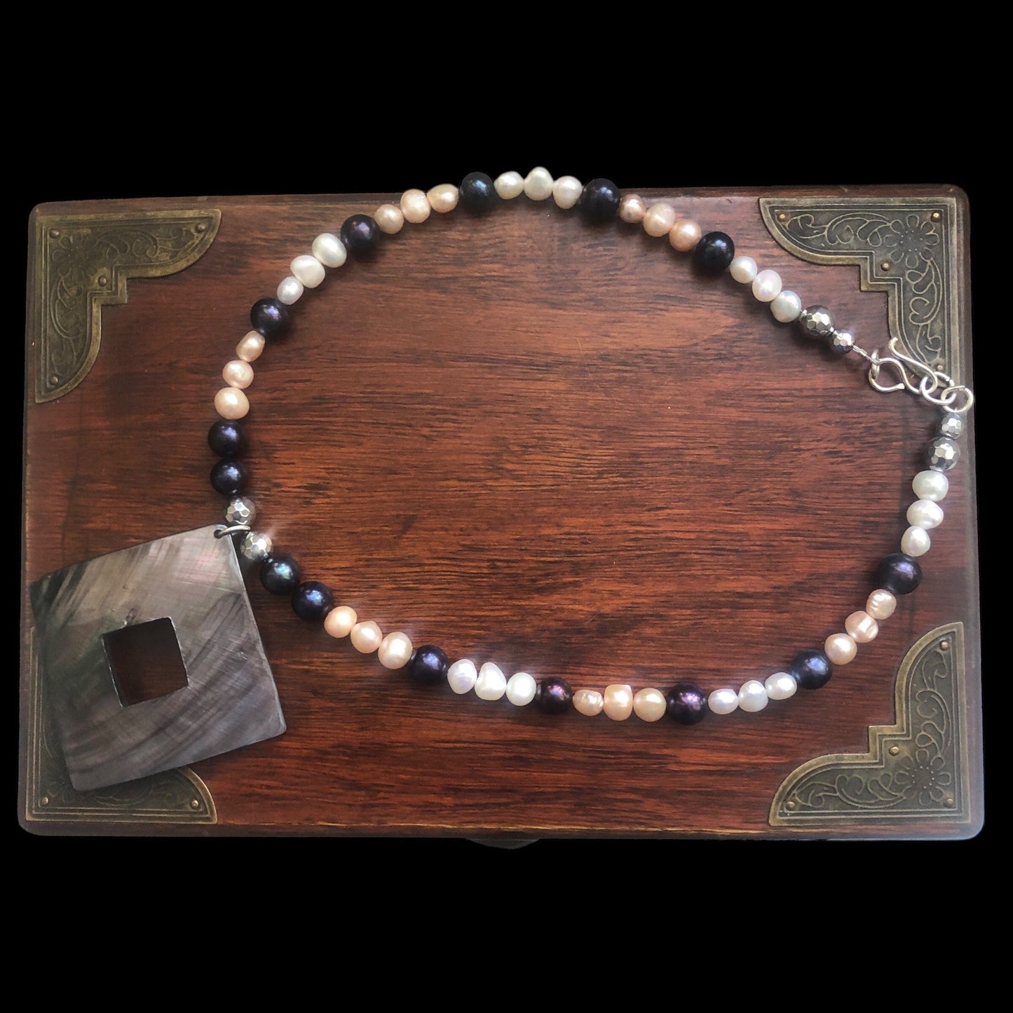 Pearls and Mother Of Pearl Pendant Necklace Silver Chamber Jewellery Store