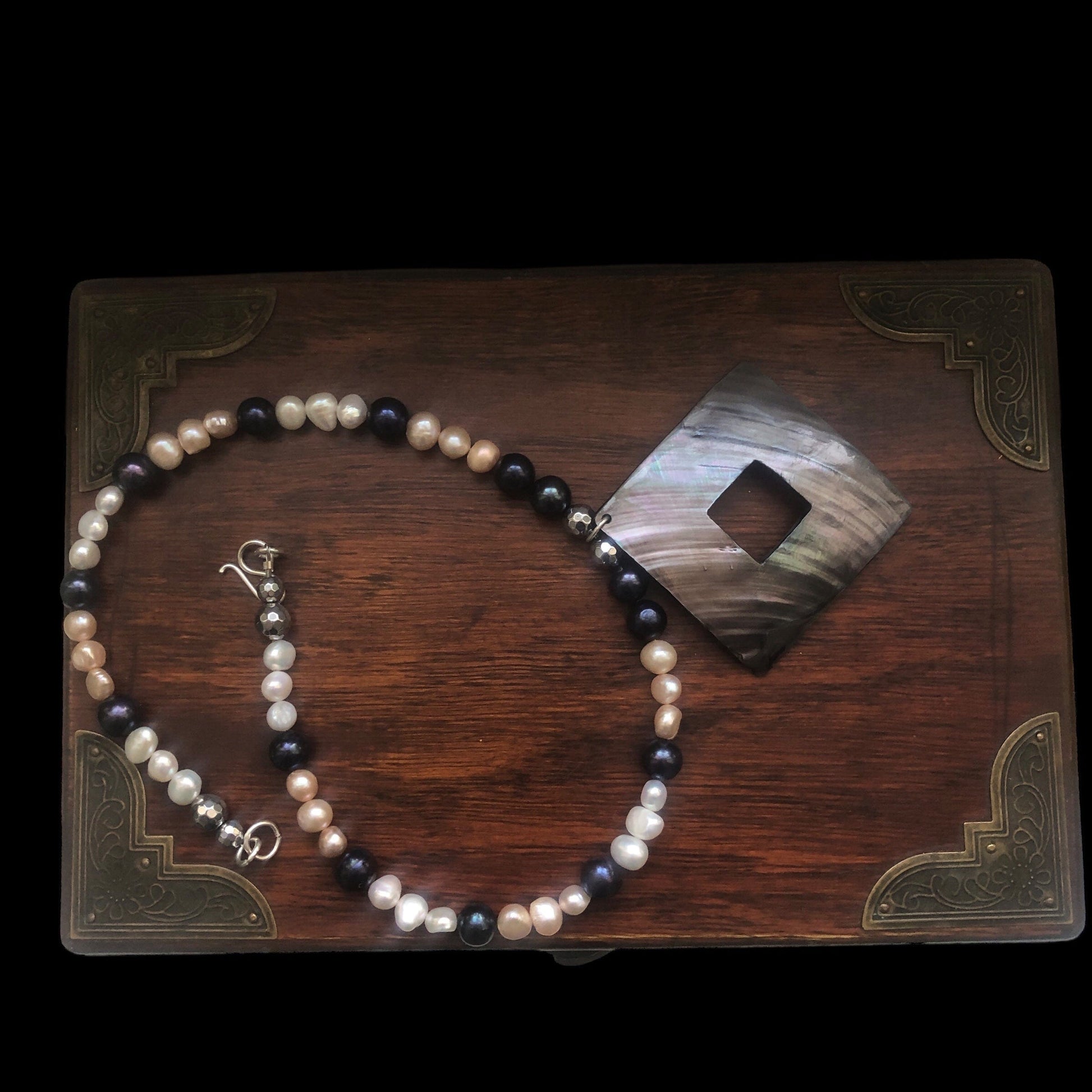 Pearls and Mother Of Pearl Pendant Necklace Silver Chamber Jewellery Store