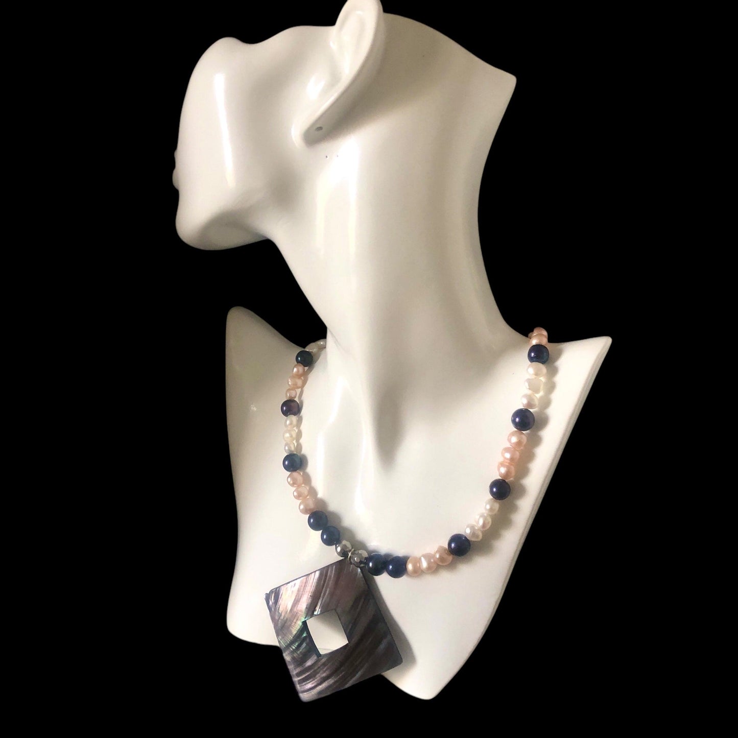 Pearls and Mother Of Pearl Pendant Necklace Silver Chamber Jewellery Store