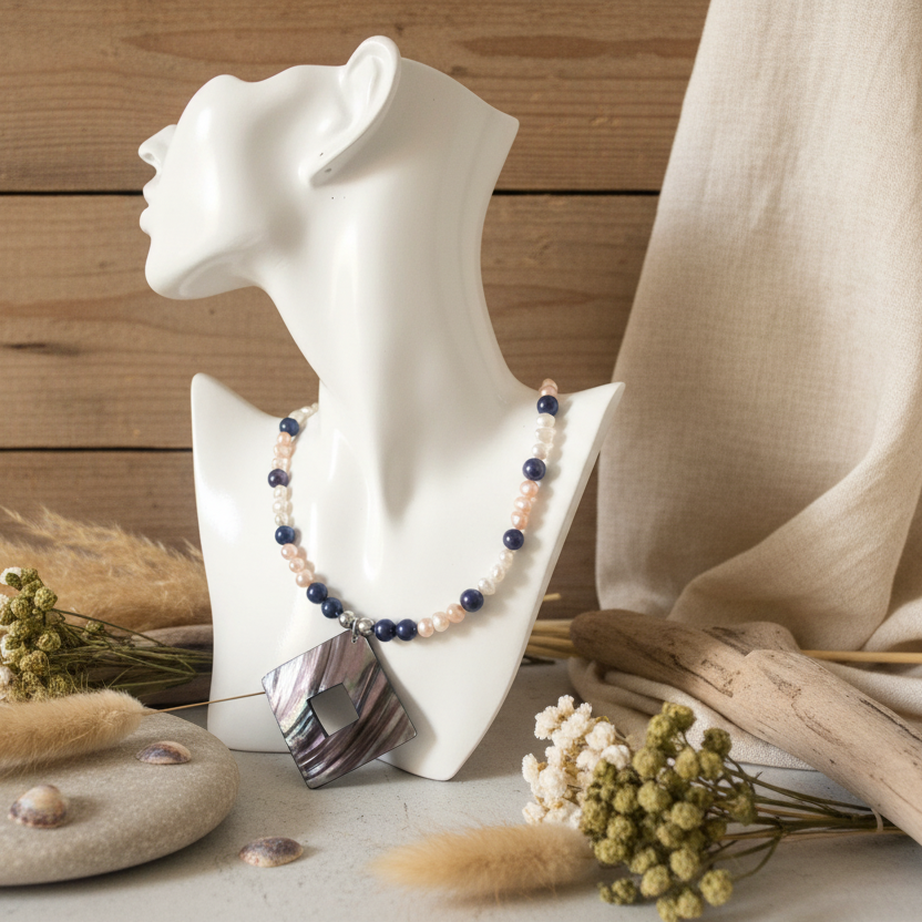 Pearls and Mother Of Pearl Pendant Necklace