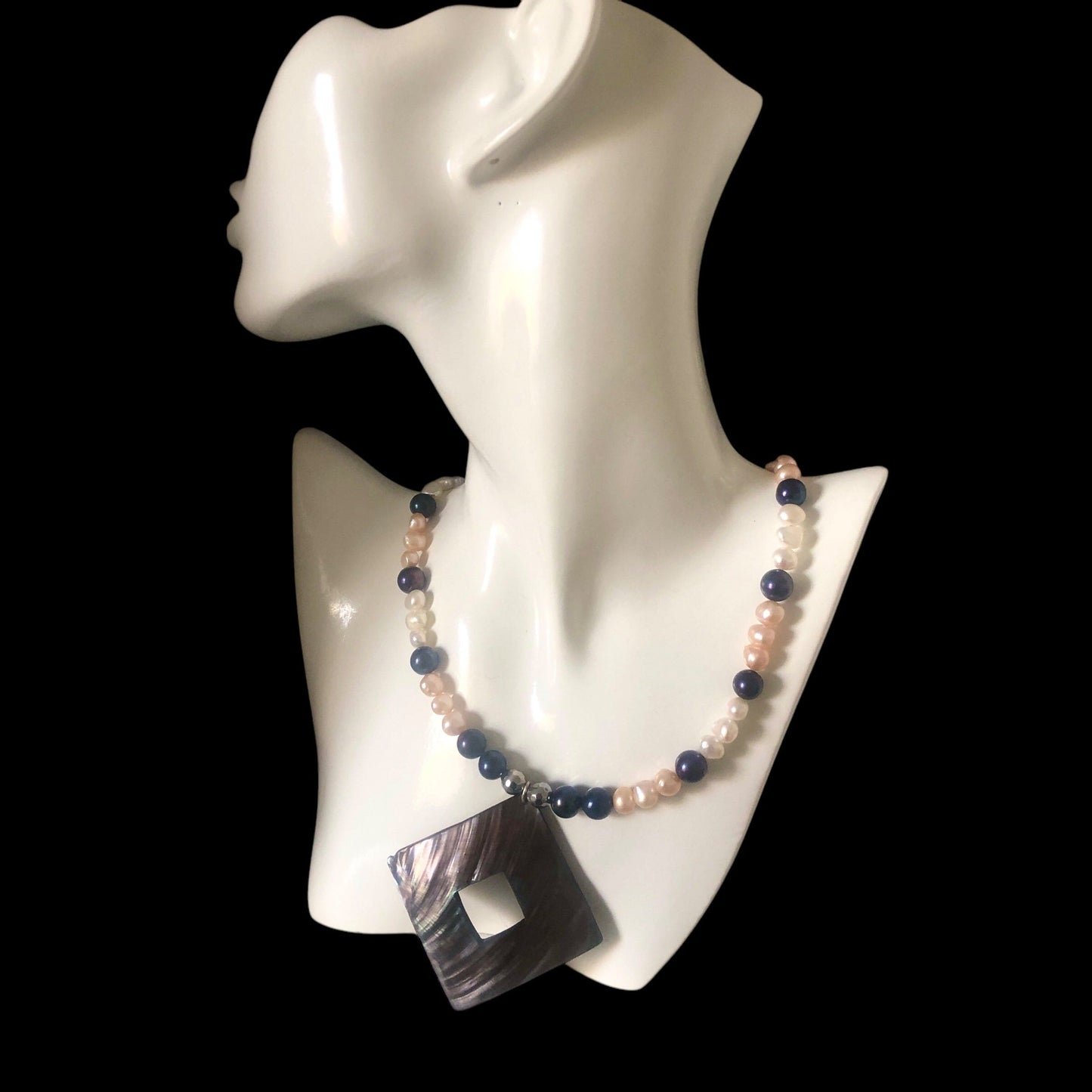 Pearls and Mother Of Pearl Pendant Necklace Silver Chamber Jewellery Store