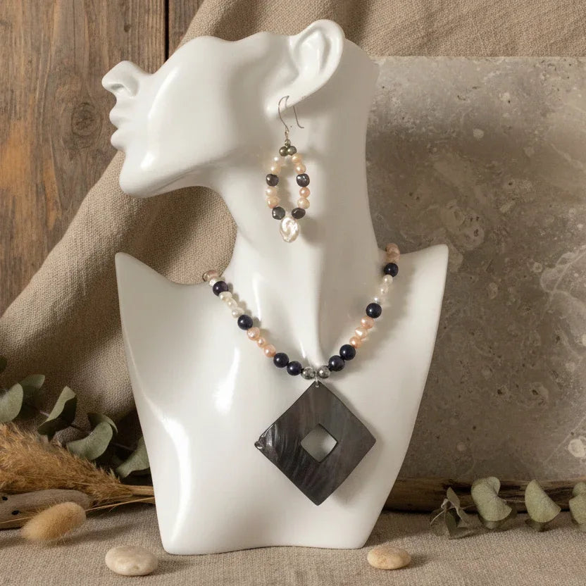 Pearls and Mother Of Pearl Pendant Necklace - Silver Chamber Jewellery Store