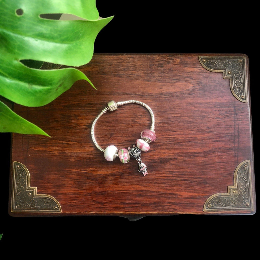 Pink Lampwork Charm Bracelet Silver Chamber Jewellery Store