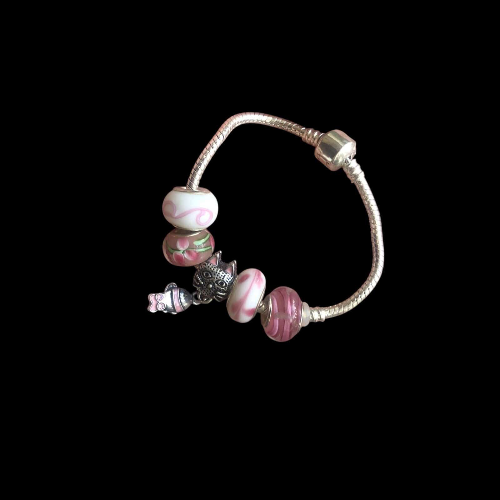 Pink Lampwork Charm Bracelet Silver Chamber Jewellery Store