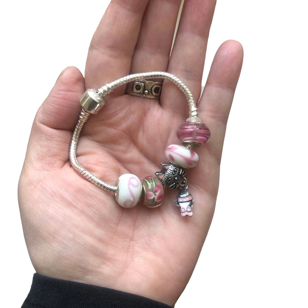 Pink Lampwork Charm Bracelet Silver Chamber Jewellery Store