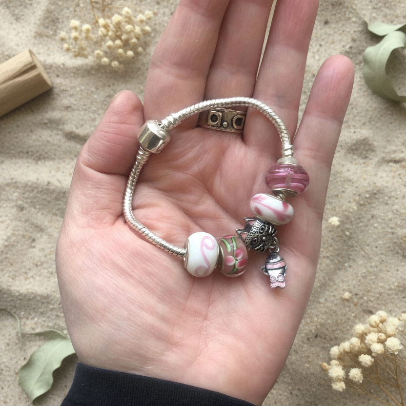 Pink Lampwork Charm Bracelet Silver Chamber Jewellery Store