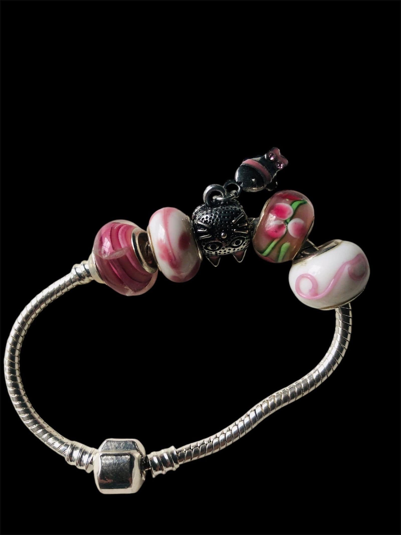 Pink Lampwork Charm Bracelet Silver Chamber Jewellery Store