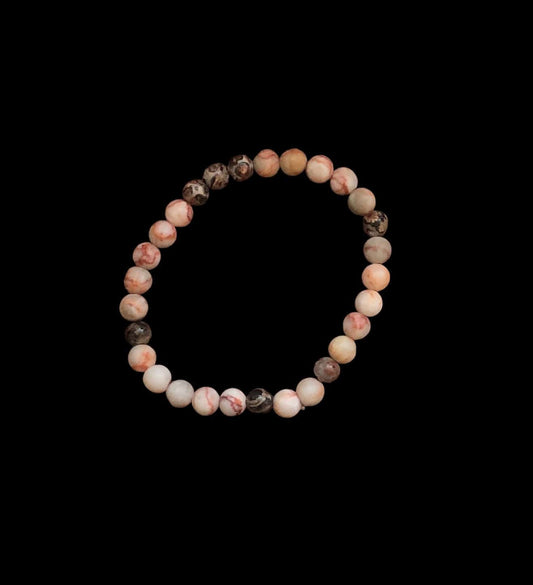 Pink Stripe and Leopard Skin Jasper Beaded Bracelet Silver Chamber Jewellery Store