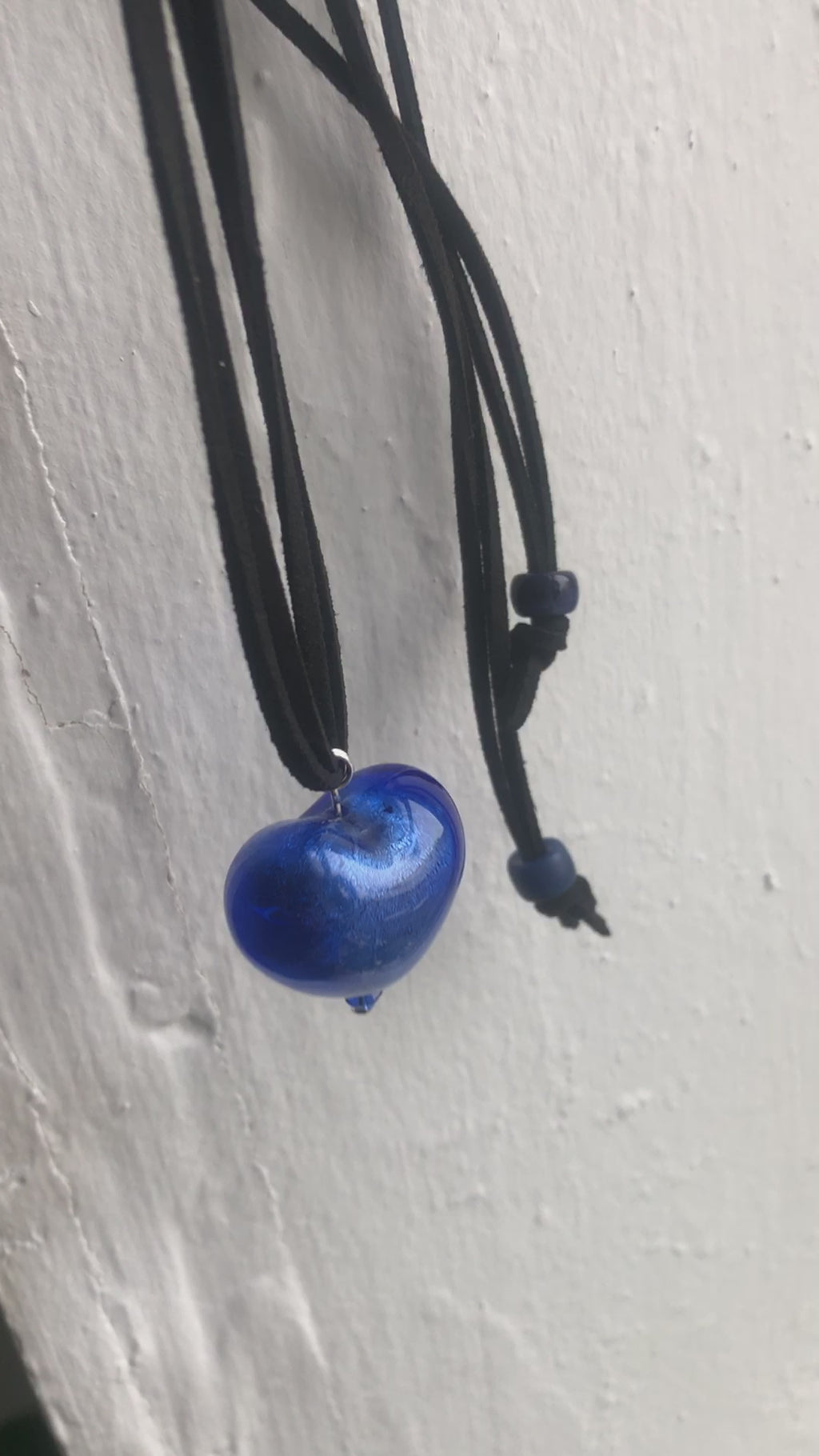 Blue Murano Glass Heart Pendant Necklace