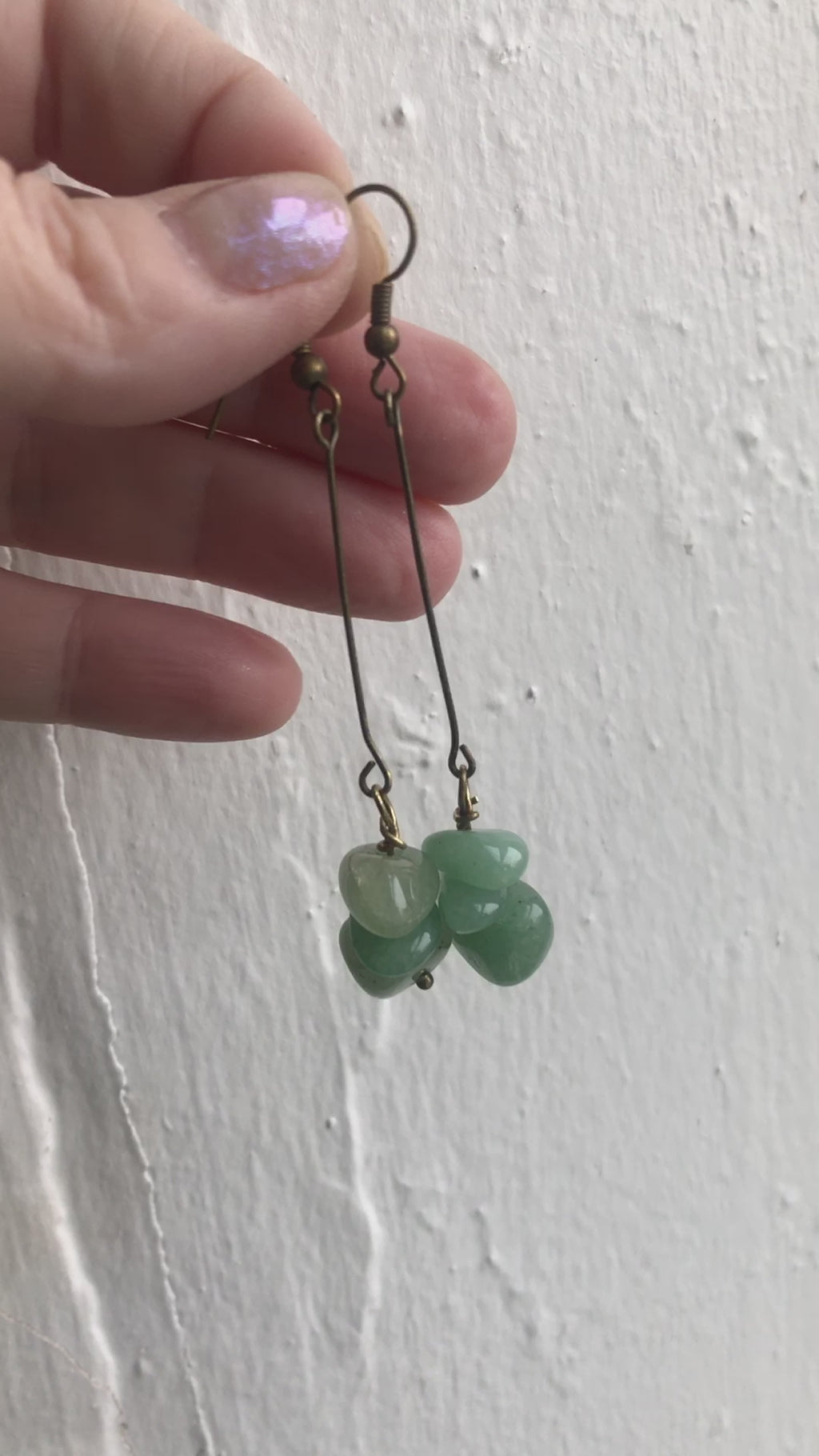 Antique Bronze Long Aventurine Earrings