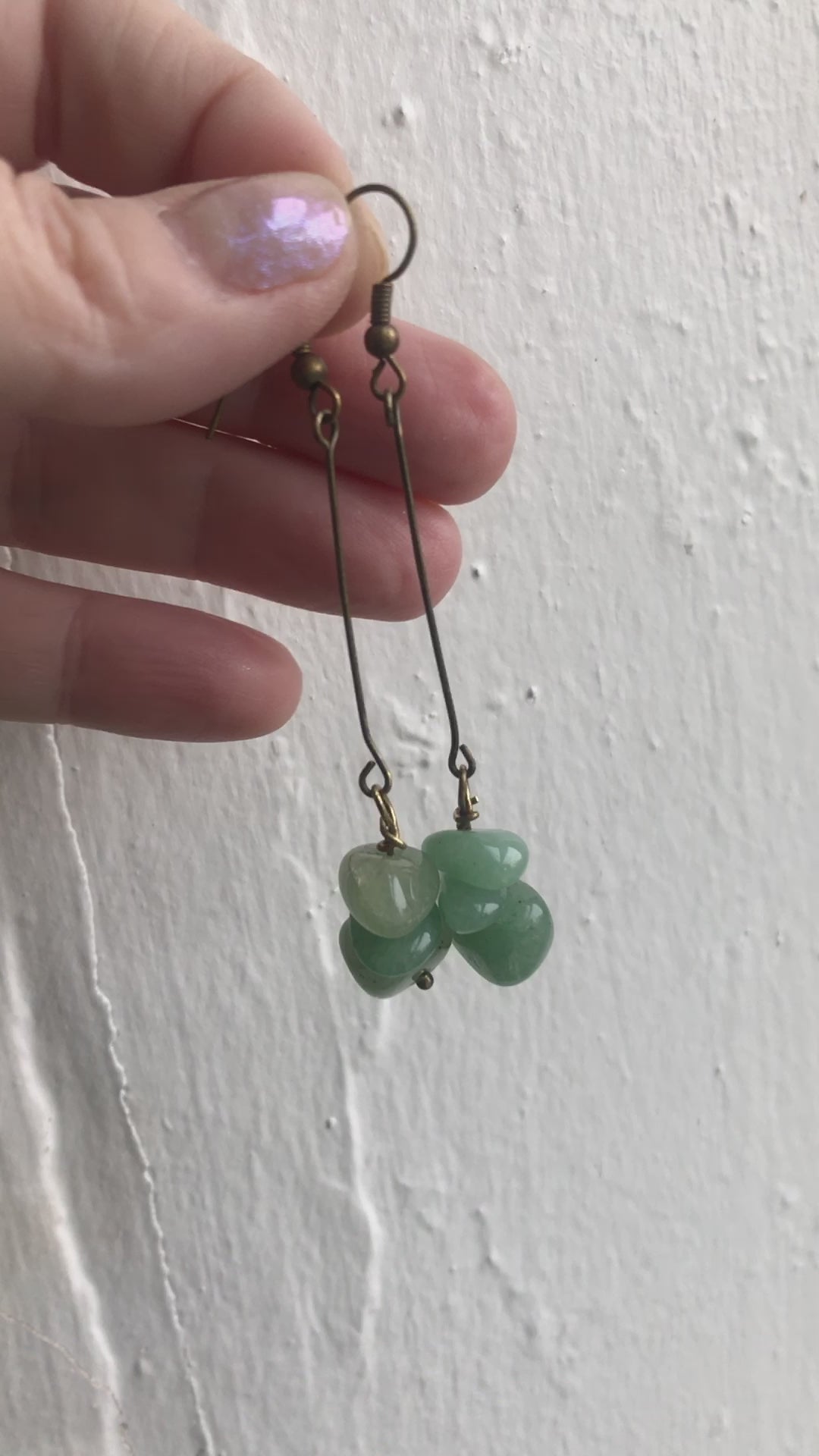Antique Bronze Long Aventurine Earrings