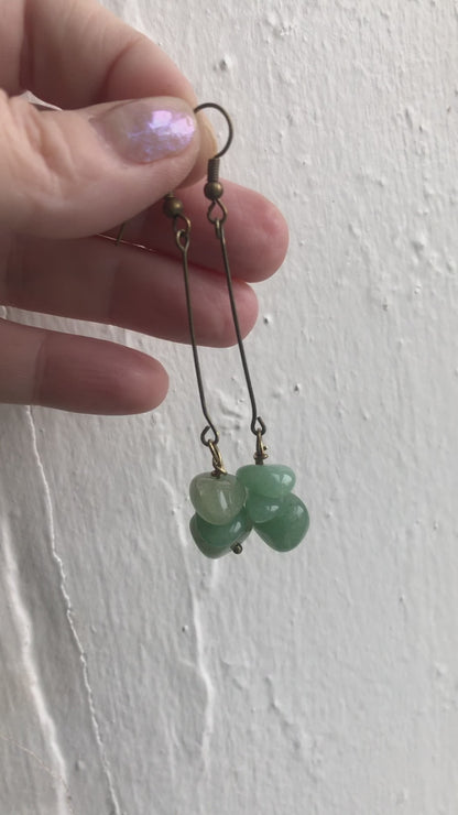 Antique Bronze Long Aventurine Earrings