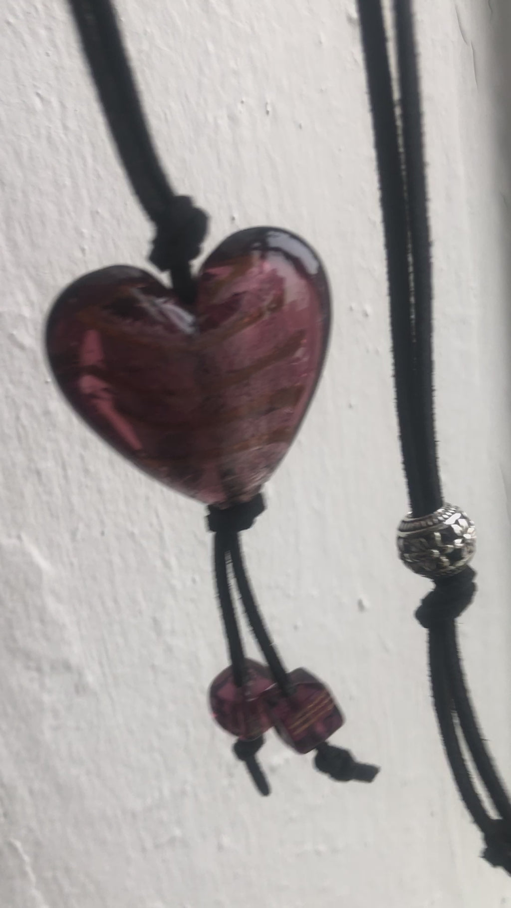 Purple Glass Heart Pendant Necklace