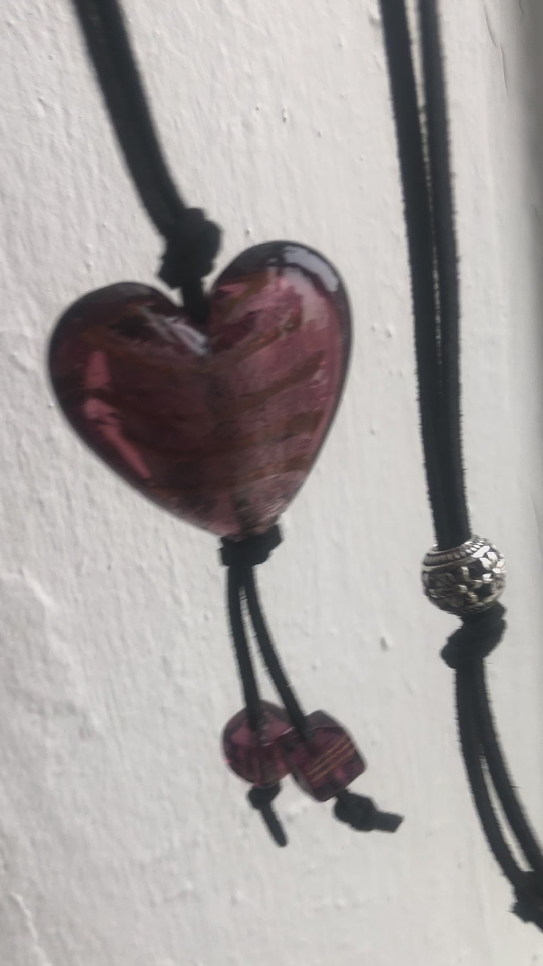 Purple Glass Heart Pendant Necklace
