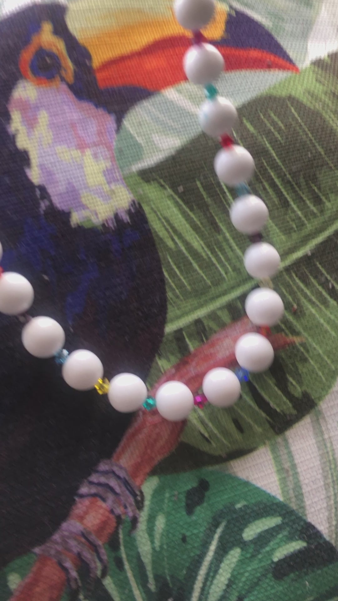 White Quartz and Swarovski Crystals Beaded Necklace