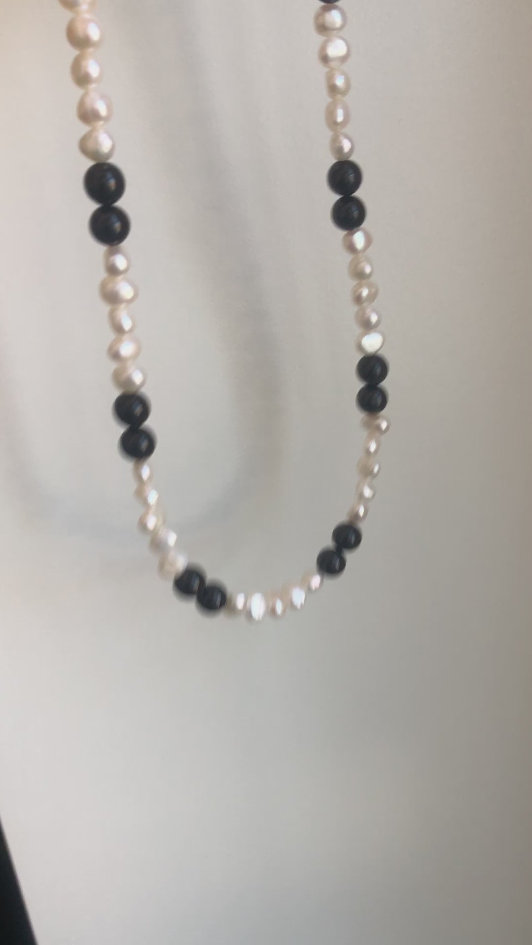 Freshwater Pearls and Onyx Beaded Necklace