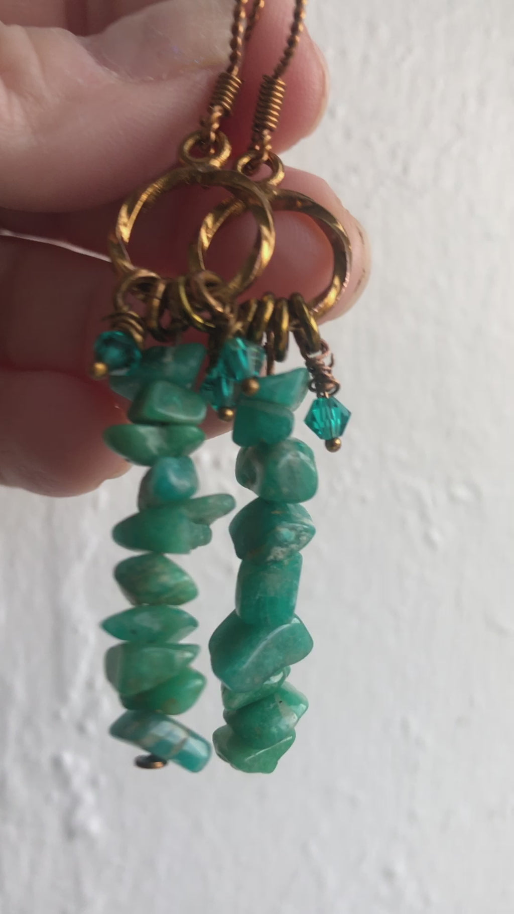 Amazonite Antique Bronze Dangle Earrings