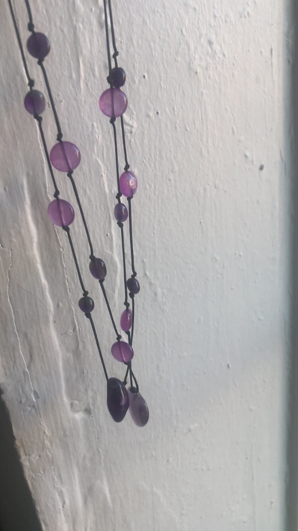 Amethyst and Black Thread Beaded Necklace