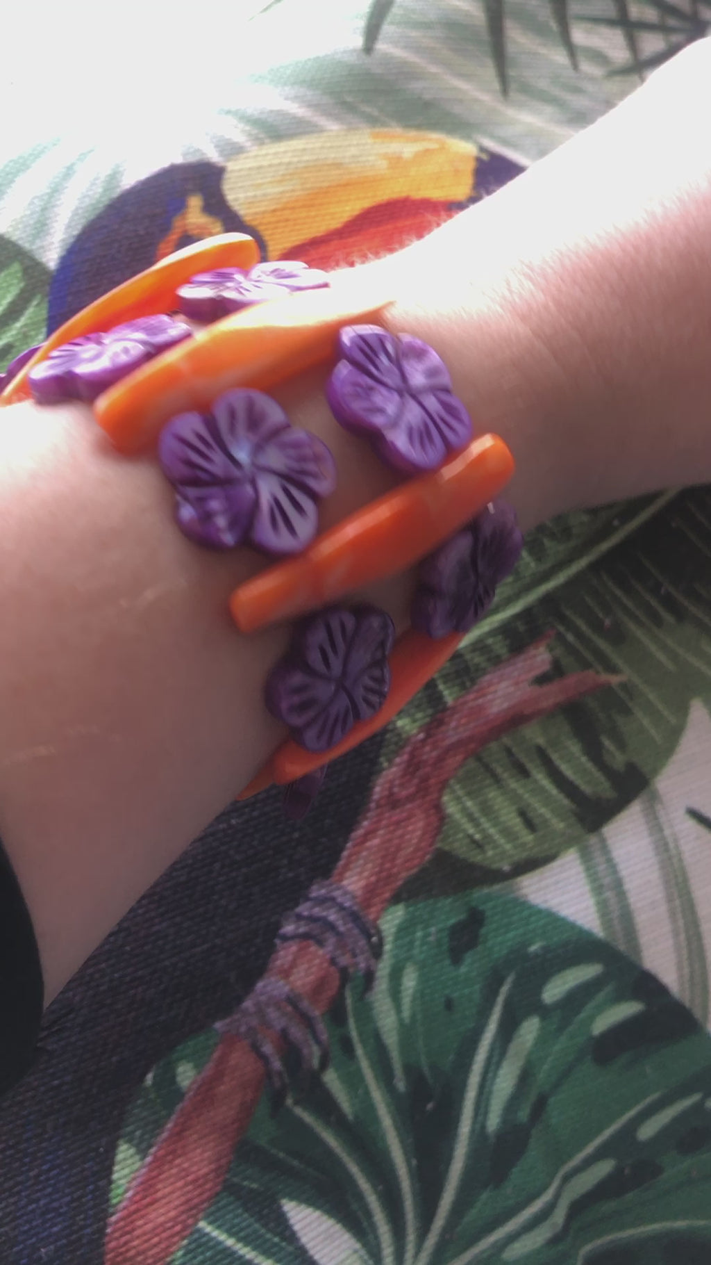 Orange and Purple Mother of Pearl Bracelet