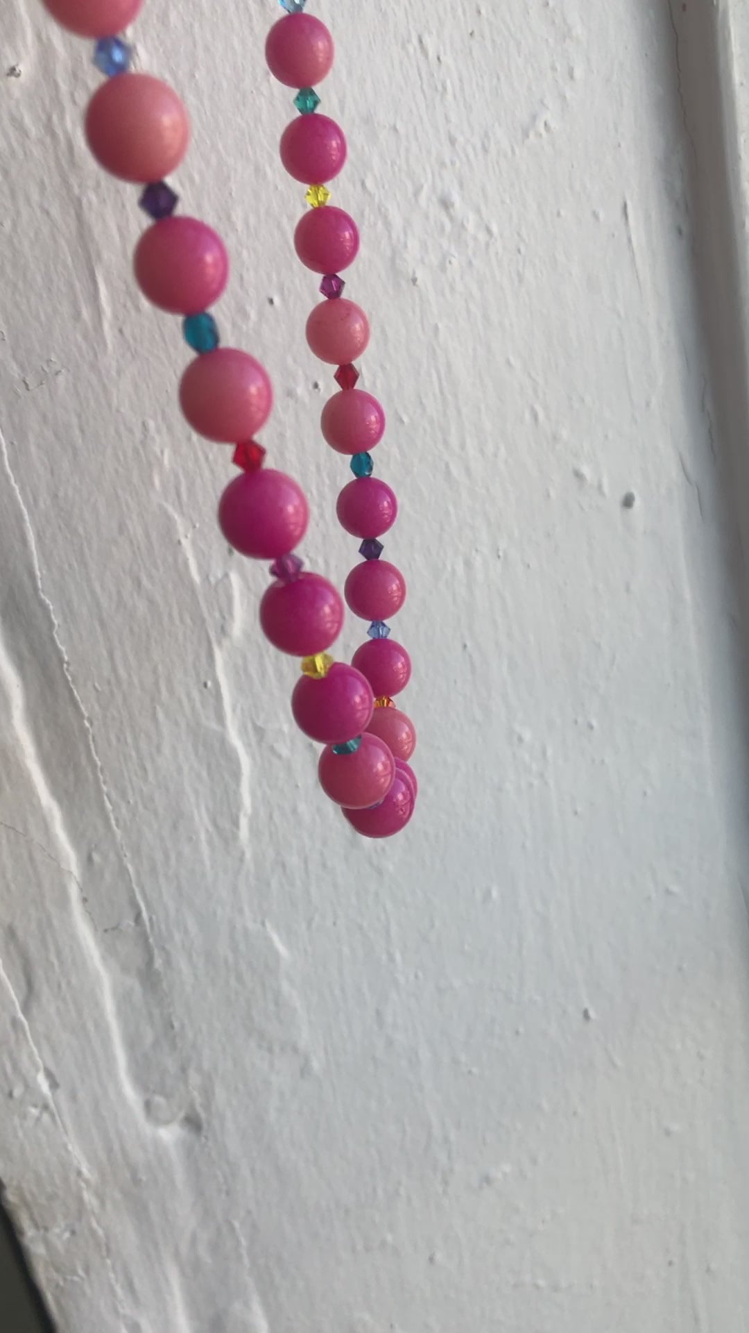 Pink Quartz and Swarovski Crystals Beaded Necklace