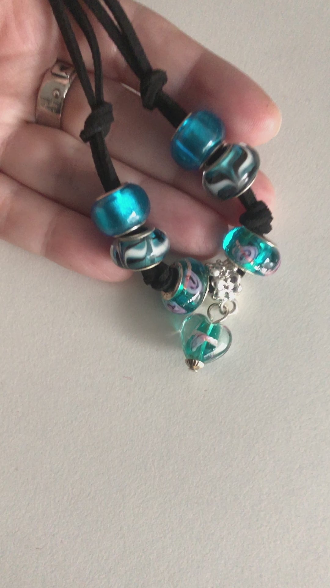 Turquoise Glass Charm Bracelet