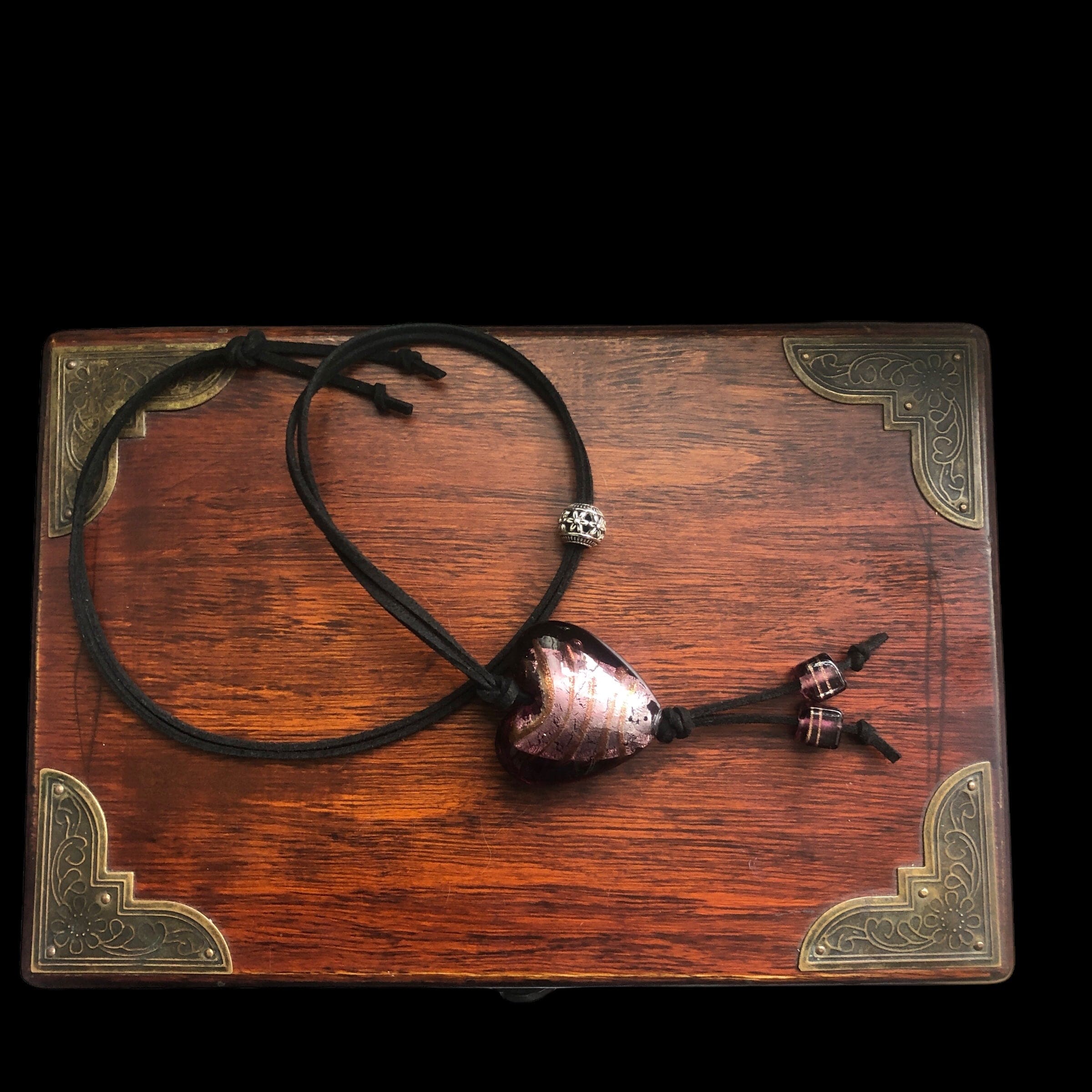 Purple Glass Heart Pendant Necklace Silver Chamber Jewellery Store