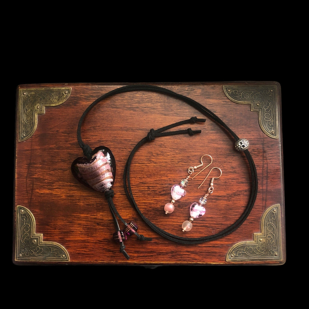 Purple Glass Heart Pendant Necklace Silver Chamber Jewellery Store