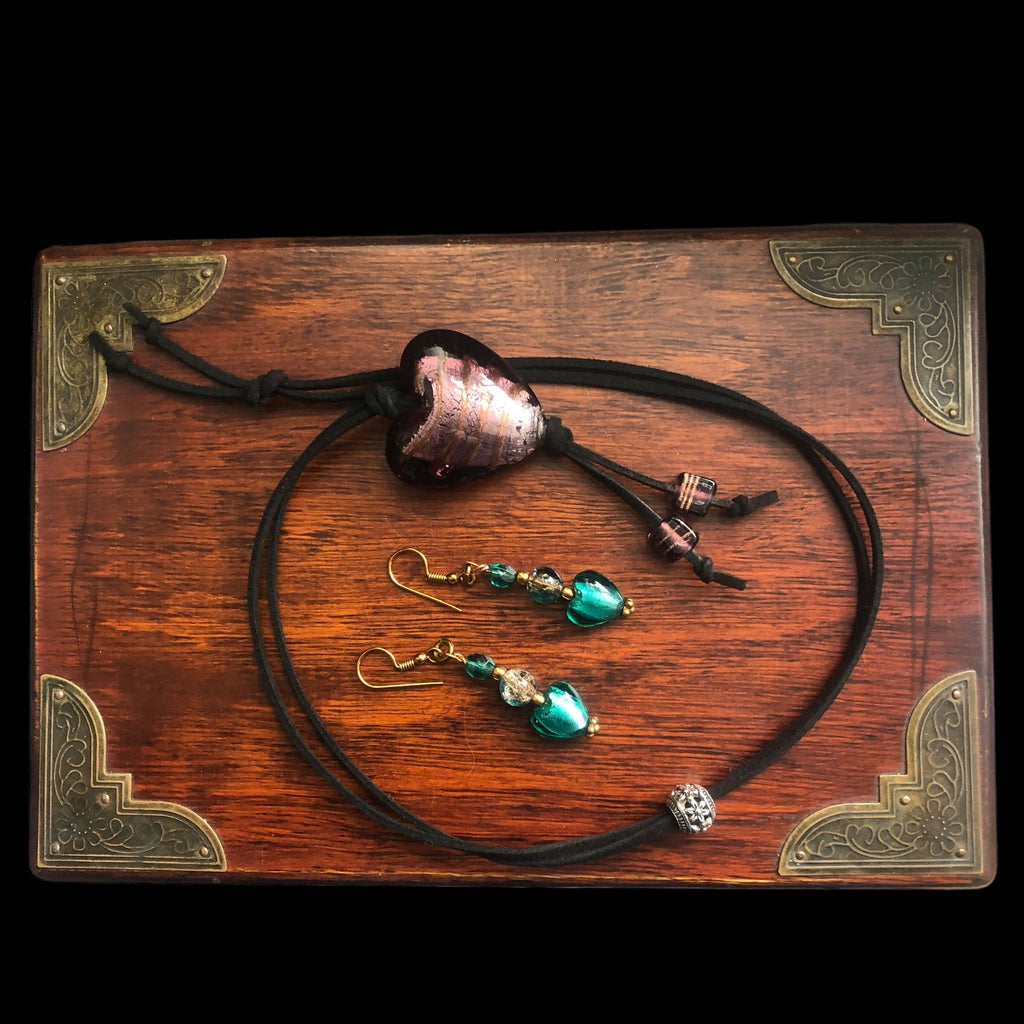 Purple Glass Heart Pendant Necklace Silver Chamber Jewellery Store