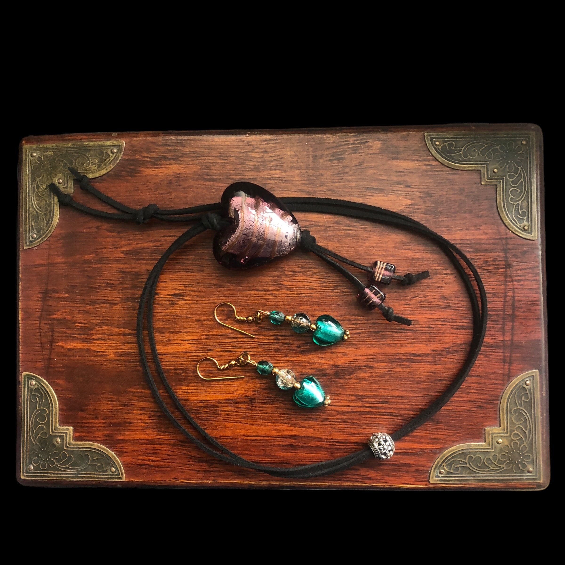 Purple Glass Heart Pendant Necklace Silver Chamber Jewellery Store