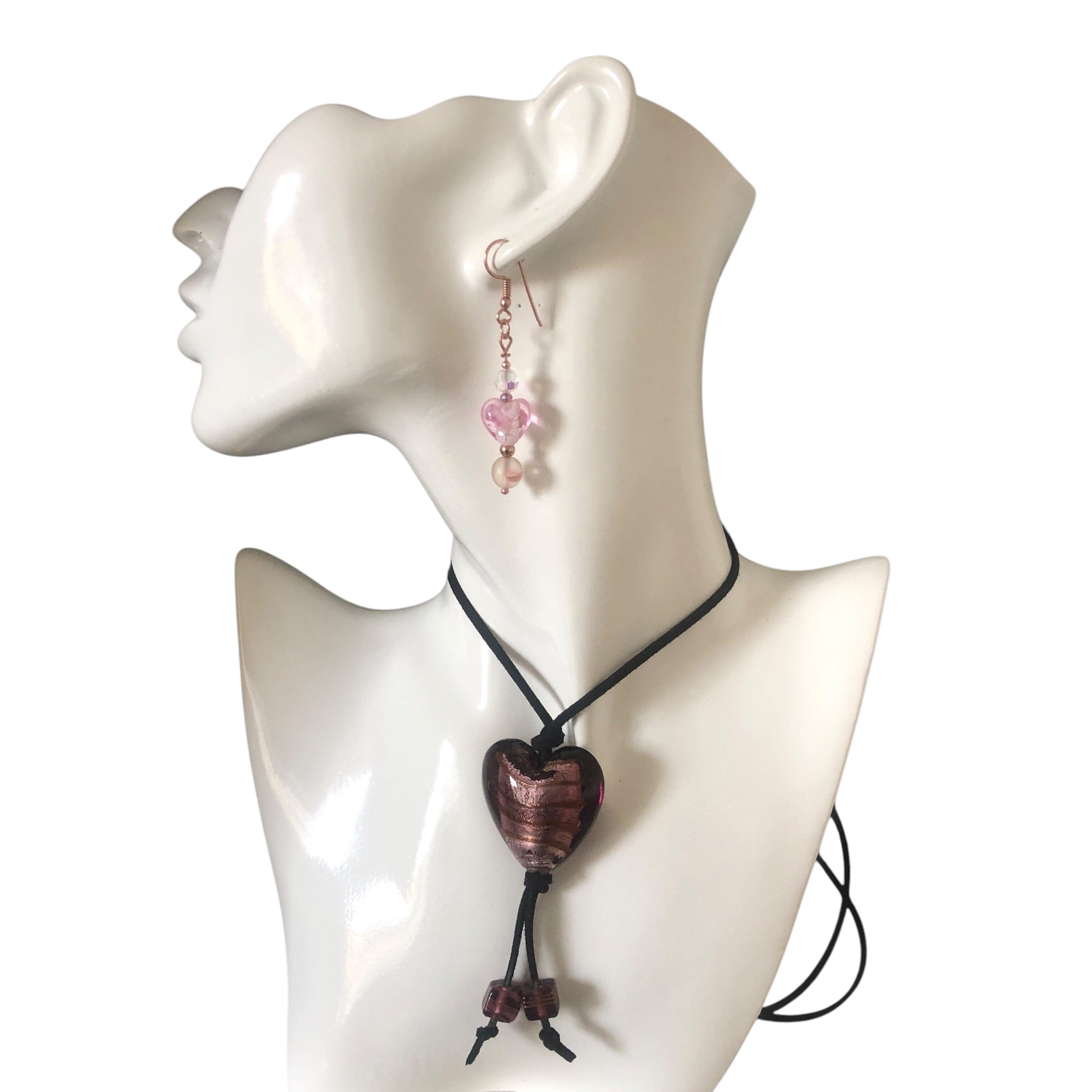 Purple Glass Heart Pendant Necklace Silver Chamber Jewellery Store