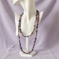 Purple Stones and Glass Beaded Long Necklace - Silver Chamber Jewellery Store