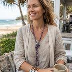 Purple Stones and Glass Beaded Long Necklace - Silver Chamber Jewellery Store