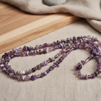 Purple Stones and Glass Beaded Long Necklace - Silver Chamber Jewellery Store