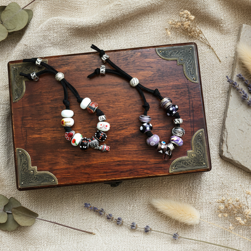 Purple Glass Charm Bracelet