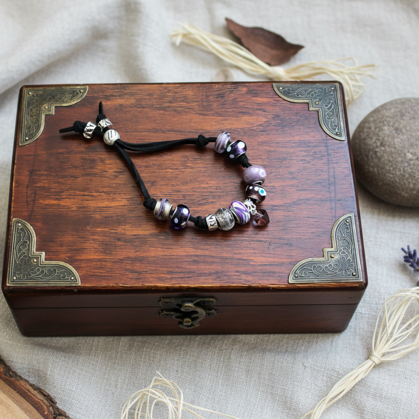 Purple Glass Charm Bracelet