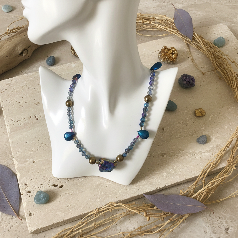 Quartz, Pyrite and Hematite Beaded Choker Necklace - Silver Chamber Jewellery Store