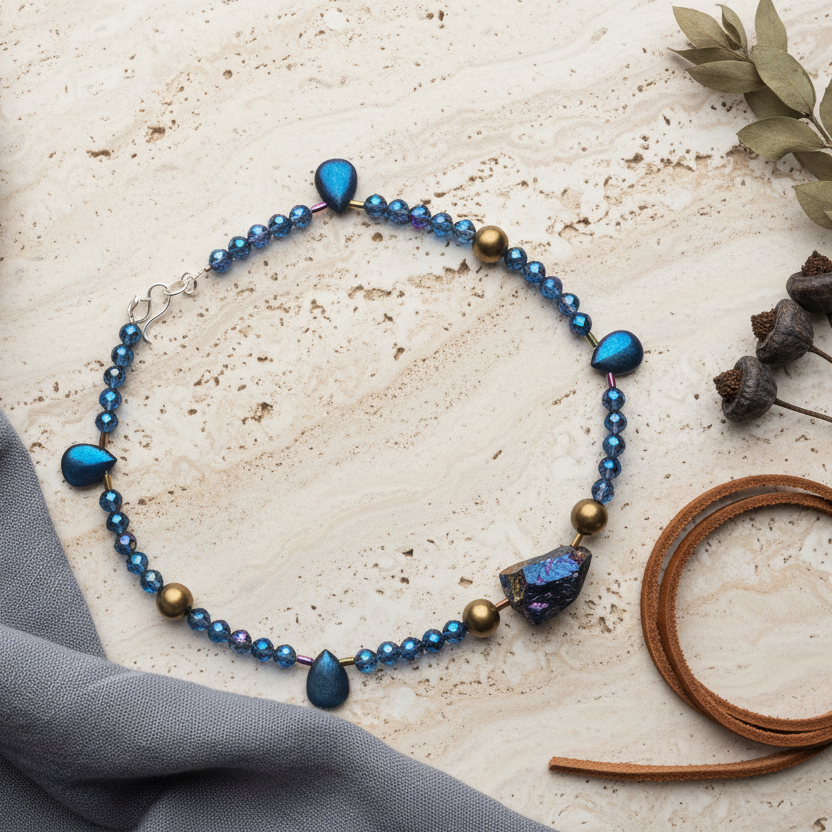 Quartz, Pyrite and Hematite Beaded Choker Necklace - Silver Chamber Jewellery Store