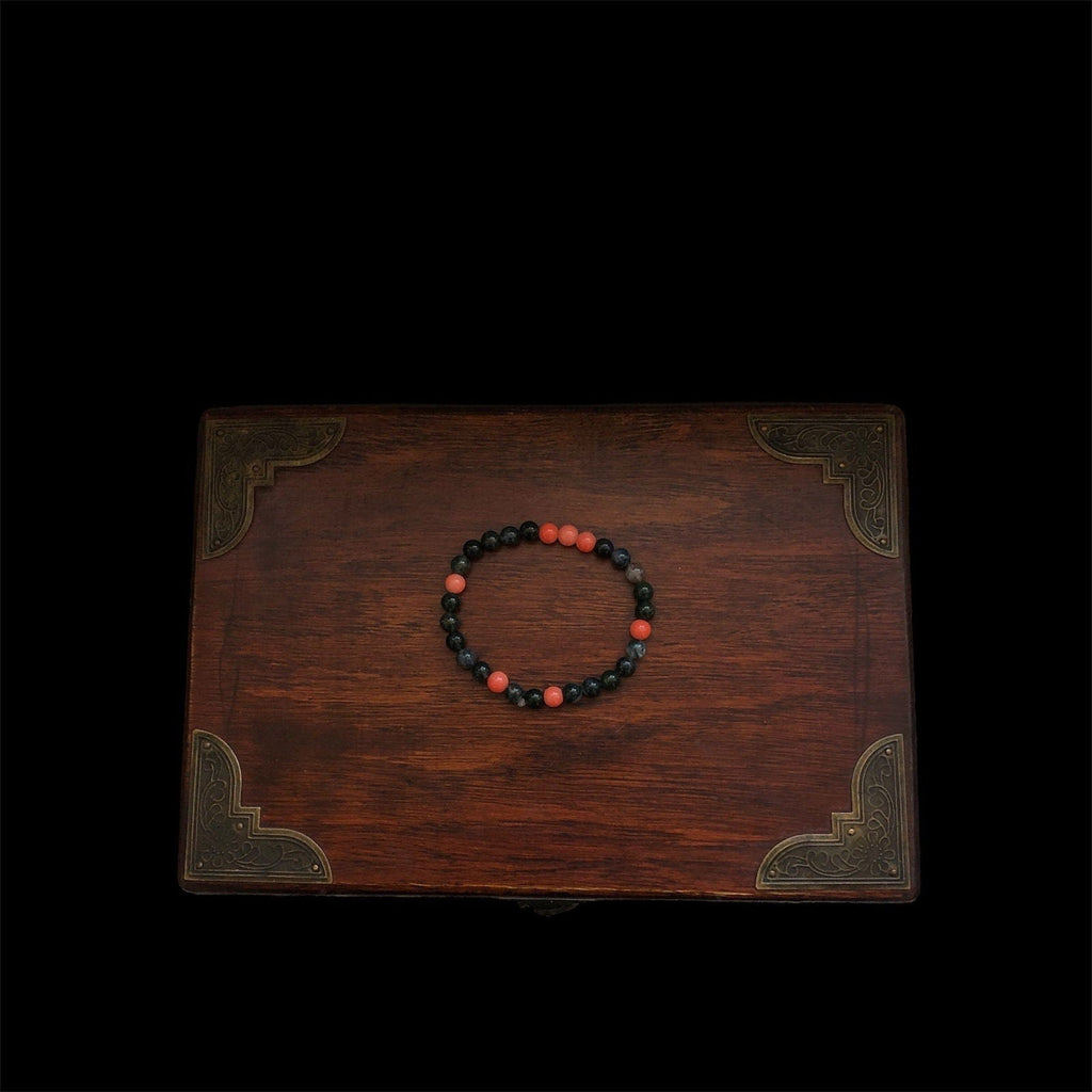 Red Jade and Moss Agate Beaded Bracelet Silver Chamber Jewellery Store