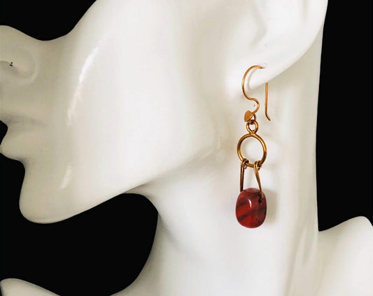 Red Jasper Gold plated Dangle Earrings Silver Chamber Jewellery Store