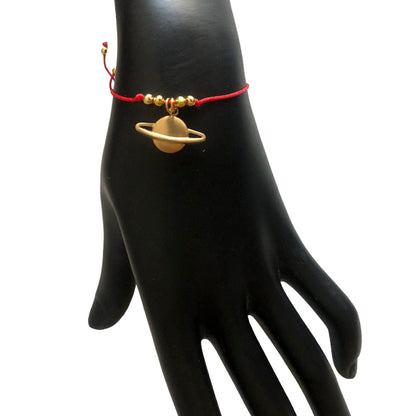 Red String Adjustable Bracelet with Gold Plated Charm Silver Chamber Jewellery Store