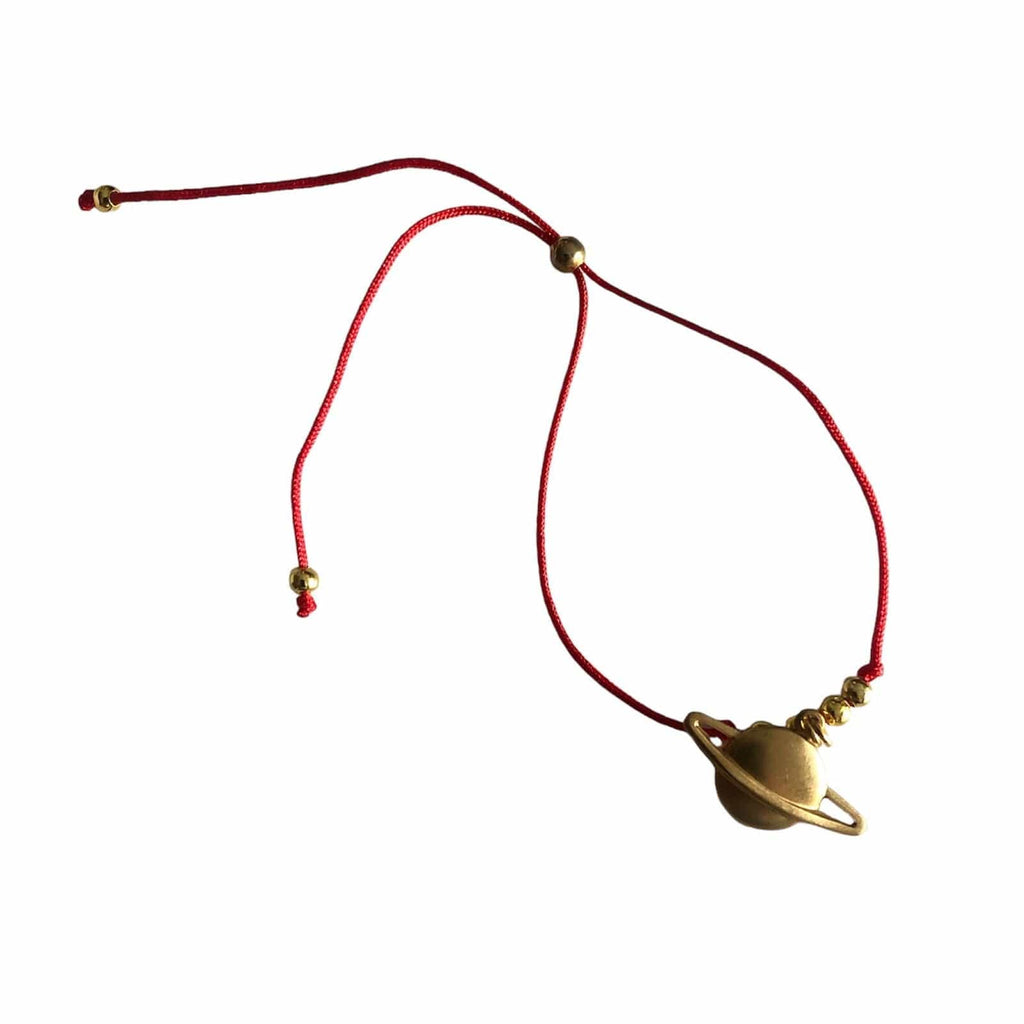 Red String Adjustable Bracelet with Gold Plated Charm Silver Chamber Jewellery Store