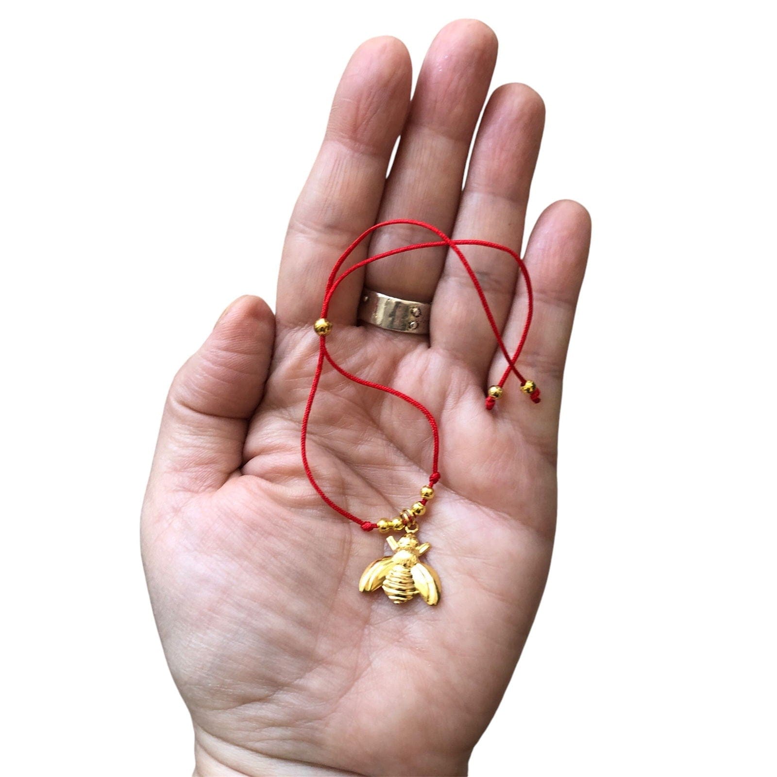 Red String Adjustable Bracelet with Gold Plated Charm Silver Chamber Jewellery Store