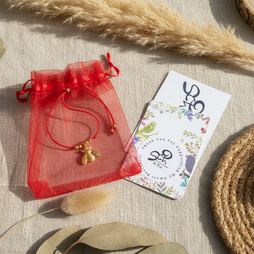 Red String Adjustable Bracelet with Gold Plated Charm Silver Chamber Jewellery Store