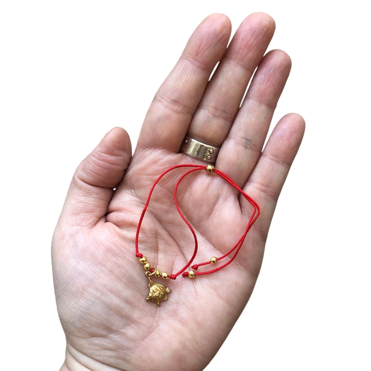 Red String Adjustable Bracelet with Gold Plated Charm Silver Chamber Jewellery Store