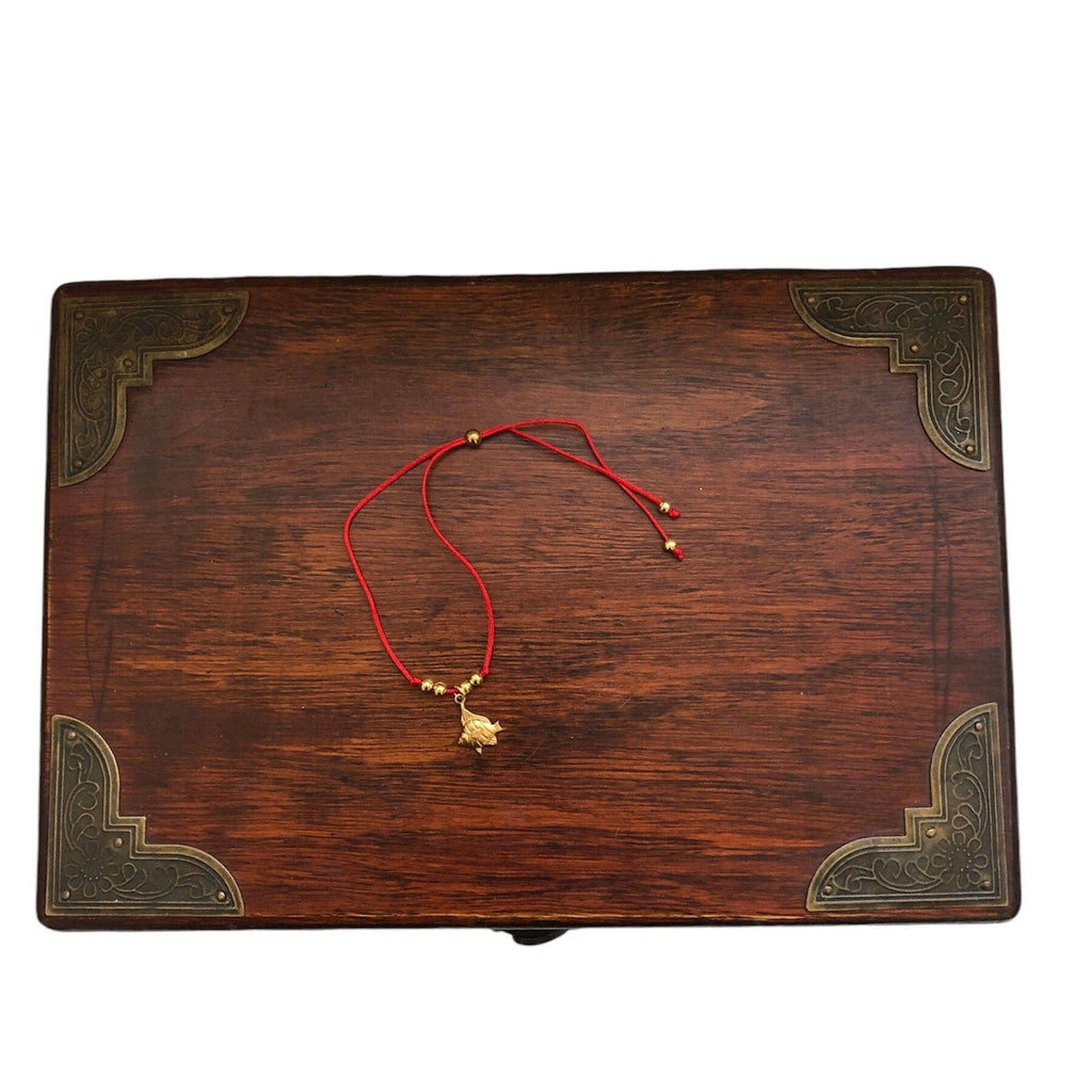 Red String Adjustable Bracelet with Gold Plated Charm Silver Chamber Jewellery Store