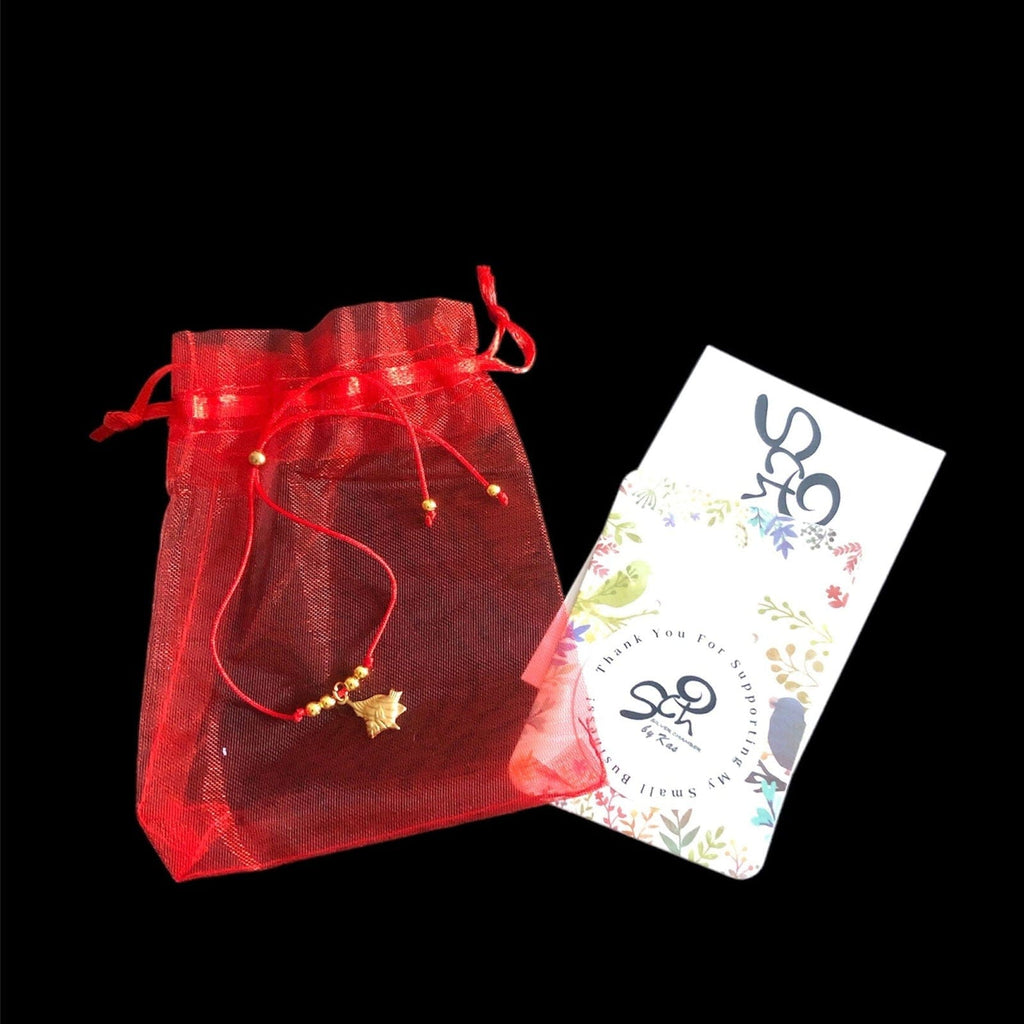 Red String Adjustable Bracelet with Gold Plated Charm Silver Chamber Jewellery Store