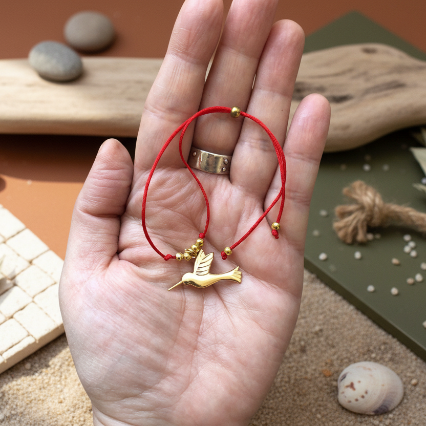 Red String Adjustable Bracelet with Gold Plated Charm Silver Chamber Jewellery Store