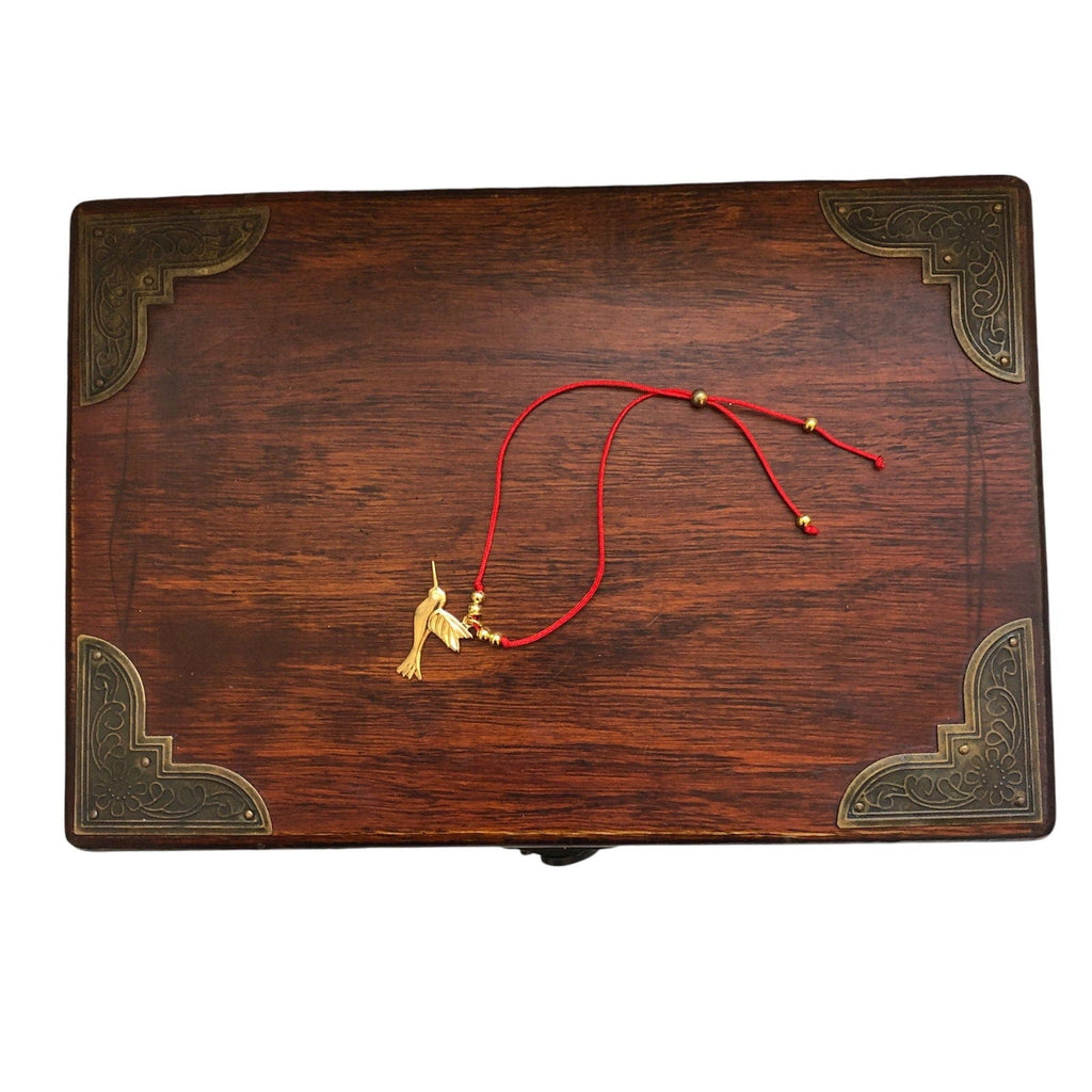 Red String Adjustable Bracelet with Gold Plated Charm Silver Chamber Jewellery Store