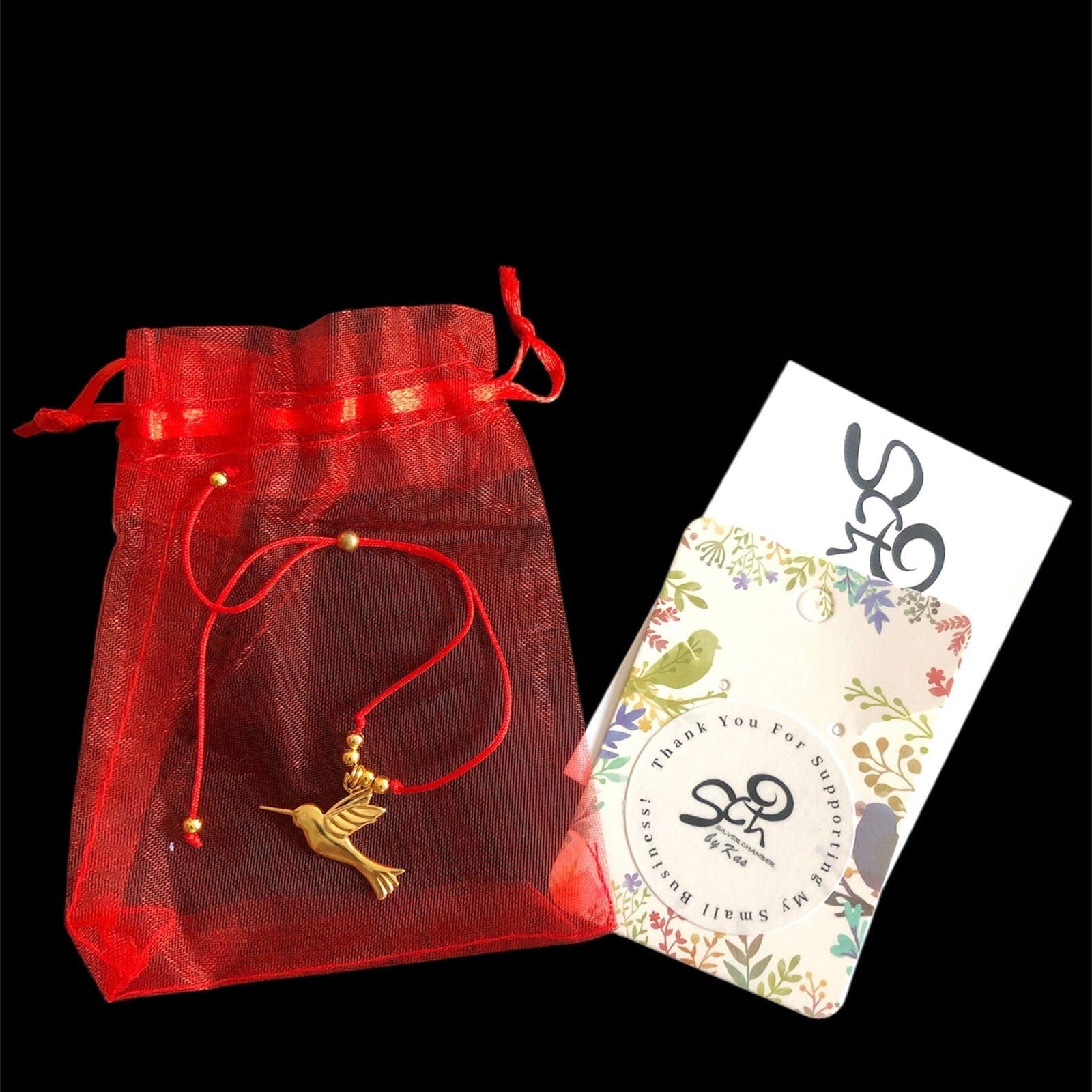 Red String Adjustable Bracelet with Gold Plated Charm Silver Chamber Jewellery Store