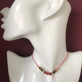 Red thread choker necklace with carnelian and agate